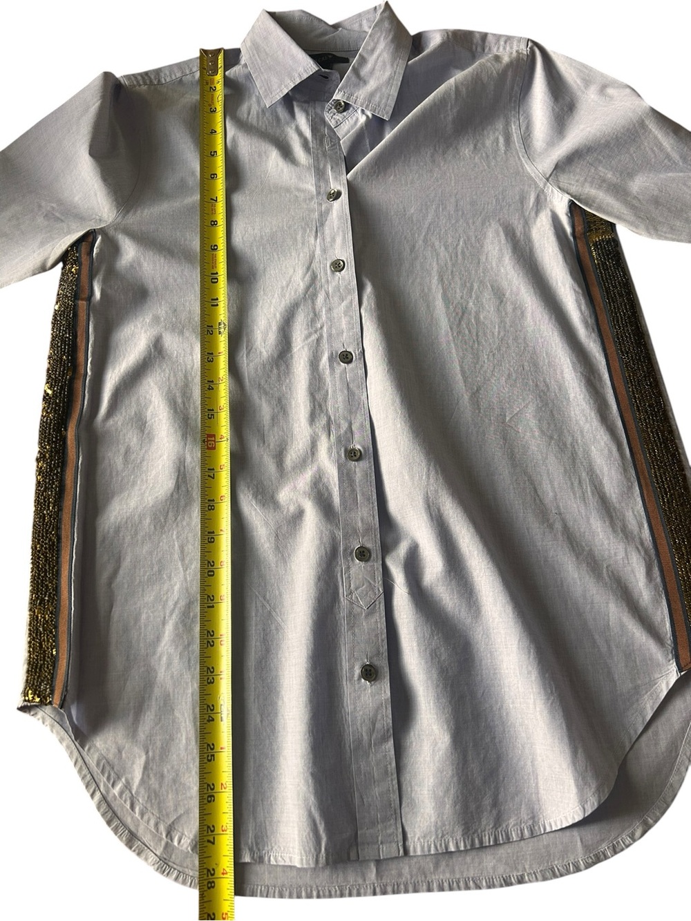 J. Crew sequined stripe oxford button up shirt Size 2 - Picture 5 of 8